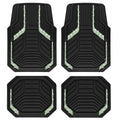 PIC AUTO Car Floor Mats, Green Sparkly Crystal Bling Glitter Car Mats Set, Front and Rear Heavy Duty Rubber Car Mats with Anti-Slip Backing, All Weather, Trim-to-Fit for Automotive SUVs, Sedan, Vans - color: Green Glitter