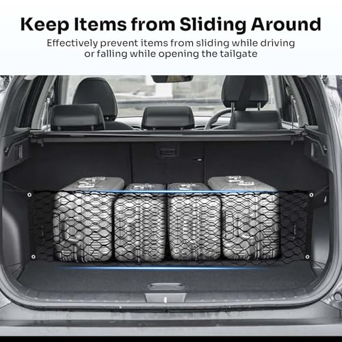 Canvcle Trunk Cargo Net for 2022-2025 2026 Hyundai Tucson Accessories Envelope Style Mesh Trunk Net Organizer and Storage Stretchable Adjustable Elastic Nylon Rear Cargo Netting with Hooks - style: for Hyundai Tucson