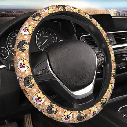 Cute Dog Print Neoprene Steering Wheel Cover Anti-Slip Elastic Pet Face Steering Wheel Protective Cover 15in Universal Car Accessories Fit Cars, SUVs, Auto - color: Pet Dog Print