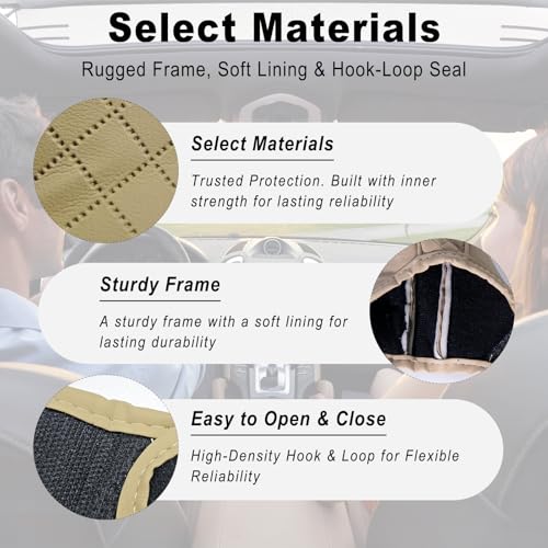 Car Gear Shift Cover, Leather Gear Shift Knob Cover, Diamond Quilted Design, Stick Shifter Knob Protector Anti-scratch Non-slip, for Truck Cars SUVs Auto Interior Accessories (Beige)