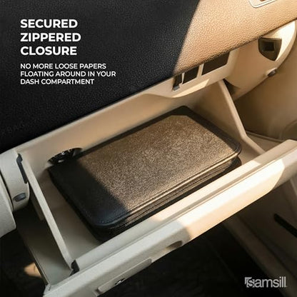 Samsill Car Registration and Insurance Holder, Owner's Manual Glove Box Organizer, 7.25 x 10 inches, Car Document Holder, Black