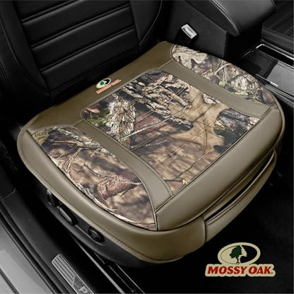 Mossy Oak Car Seat Cover, Luxury Faux Leather Front Bottom Seat Cushion Cover, Universal Anti-Slip with Wrap-Around Design and Storage Bags, Suitable for Most Vehicles - Beige Color 1 Piece - color: Beige