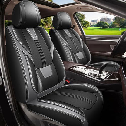 AOMSAZTO 2 Front Car Seat Covers Custom Fit for Honda Ridgeline 2006-2014 & 2024-2025: Seat Cover Faux Leather Breathable Waterproof Compatible Airbag (Black&Gray) - color: #092 Black&Gray, size: 2006-2014&2024-2025-2 front seat covers only