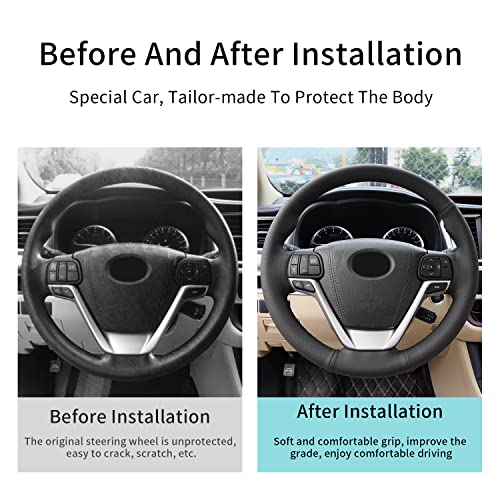 Hand-Stitch Steering Wheel Cover on Wrap with Microfiber Leather Fit for Toyota Aurion 2012/Avalon 2013 2016/Venza 2013/Camry 2015/Highlander 2014 2017/Avensis 2016/Sienna 2018