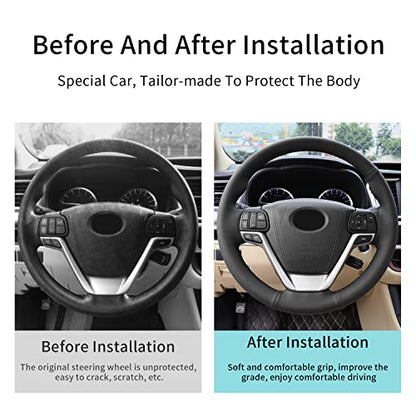 Hand-Stitch Steering Wheel Cover on Wrap with Microfiber Leather Fit for Toyota Aurion 2012/Avalon 2013 2016/Venza 2013/Camry 2015/Highlander 2014 2017/Avensis 2016/Sienna 2018