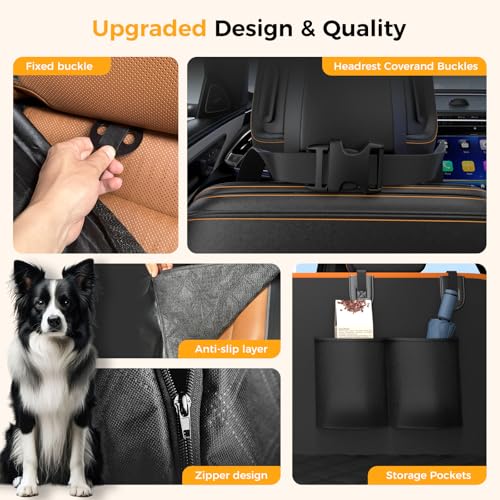 Dog Car Seat Cover for Back Seat,100% Waterproof Scratch Proof Nonslip Seat Cover,600D Heavy Duty Scratch Proof Nonslip Durable Soft Dog Hammock for Car(Orange)