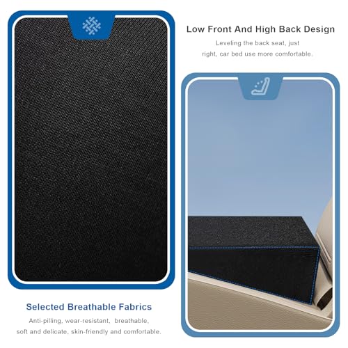 Auto Seat Wedge Leveling Cushion, Breathable Fabric Rear Seat Leveling Mat Support Cushion, Ergonomic Angled Design Backseat Pad Pain Relief Pad for Car Office Outdoor - color: 1 Pcs