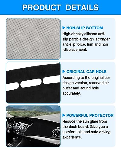 Autorder Dashboard Cover Mat for 2010-2013 Mazda 3 Sedan/Hatchback/MazdaSpeed3 Accessories Dash Cover Flannel Dash Mat Sunshade Glare UV Rays Protector - size: 2010-2013 Mazda 3