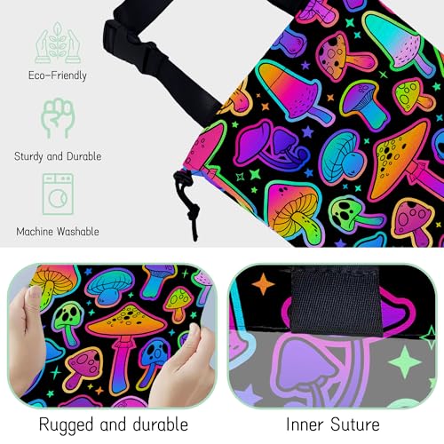 Bright Mushrooms Car Garbage Bag,Colorful Mushroom Waterproof Small Car Trash Bag Hanging Back of Seat,Drawstring Hanging Car Trash Bag with Adjustable Buckle for Car Accessories - color: Bright Mushrooms
