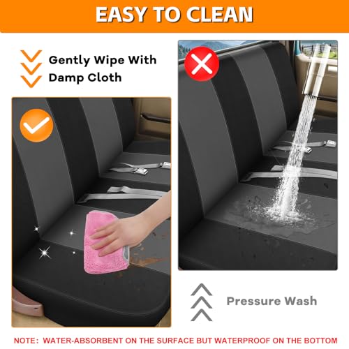 Truck Seat Cover Compatible with 1973-1999 Chevy Full-Size Trucks, Neoprene Solid Bench Seats Without Headrests, Black&Charcoal