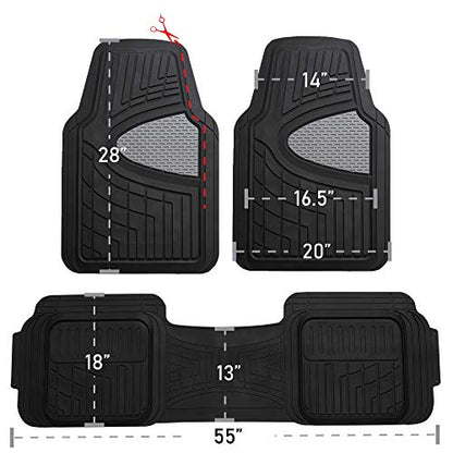 FH Group Automotive Floor Mats Universal Fit Climaproof for All Weather Protection Heavy Duty Rubber fits Most Cars, SUVs, and Trucks, Trim to Fit Black - color: Black