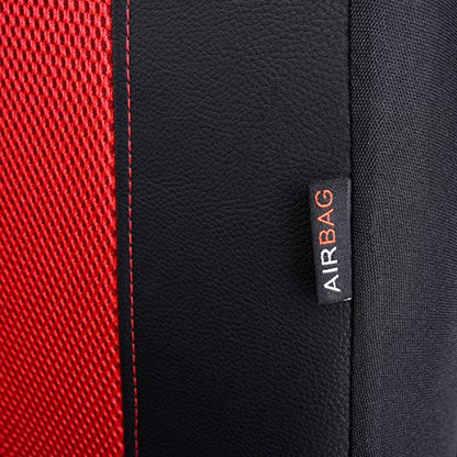 Flying Banner car seat Covers Full Set Faux Leather Air Mesh Breathable Man Lady Airbag Compatible Rear Bench Split 40/60 50/50 60/40 Truck Pick Up (Full Set - Low Back, Black Red) - color: Black Red