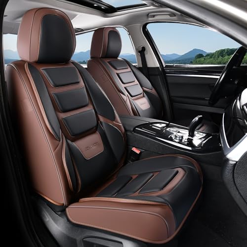 Coverado Car Seat Covers, Front Covers for Cars, Car Seat Cover Front Seats, Car Seat Protector Waterproof, Leather Car Seat Cushion, Universal Interior Covers Seat Protectors for Most Cars - color: B230-Coffee-Black, size: Front Pair