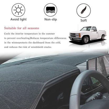 Dashboard Cover Suitable for Chevy Chevrolet Silverado/GMC Sierra C1500 C2500 C3500 K1500 K2500 K3500 1988-1994 Car Dashboard Cover Sun Visor Mat Non-Slip Polyester Dashboard Accessories - size: 1988-1994 For Silverado/GMC Sierra