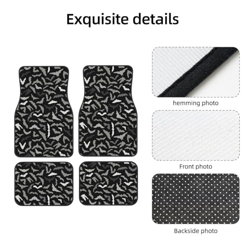 4 Pcs Waterproof Car Floor Mats - Anti-Slip Car Mats Full Set Gray Flying Bats Halloween Universal Fit Car Carpet, Car Accessories Interior for Car, Truck, SUV