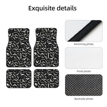 4 Pcs Waterproof Car Floor Mats - Anti-Slip Car Mats Full Set Gray Flying Bats Halloween Universal Fit Car Carpet, Car Accessories Interior for Car, Truck, SUV