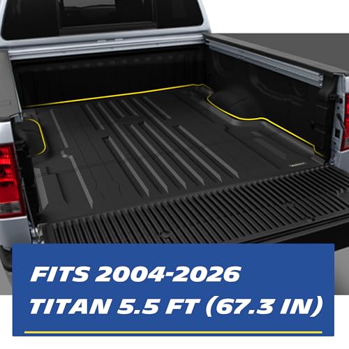 MICHELIN Truck Bed Mat for 2004-2026 Nissan Titan - 5.5 FT / 67.3" Short Bed (Won't Fit Equipped Truck Bed Storage), All-Weather Truck Bed Liner, Custom Fit, Durable TPE Bedliner, Non-Slip - size: 3) Titan | 04-26 | 5.5 FT