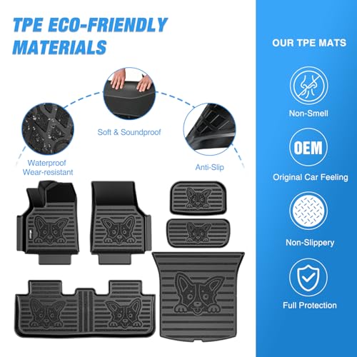 Nilight TPE Floor Mats & Cargo Mats Set for Tesla Model Y (5 Seat only) 2021 2022 2023 2024 2025 All Weather Custom Fit Heavy Duty Floor Liners - color: 2021-2025 Tesla Model Y 5 Seat Set