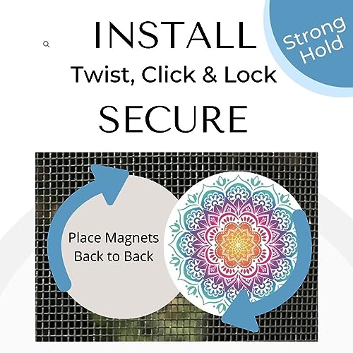 Screen Door Magnets Double Sided – Keep People, Kids, and Dogs from Running into a Screen Door. Saver - Robbins Aria Mandala - color: Multicolor Mandala