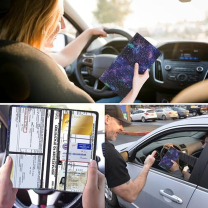 Leather Car Registration and Insurance Card Holder, Car Document Holder for Cards License with Magnetic Shut(Purple) - color: Purple