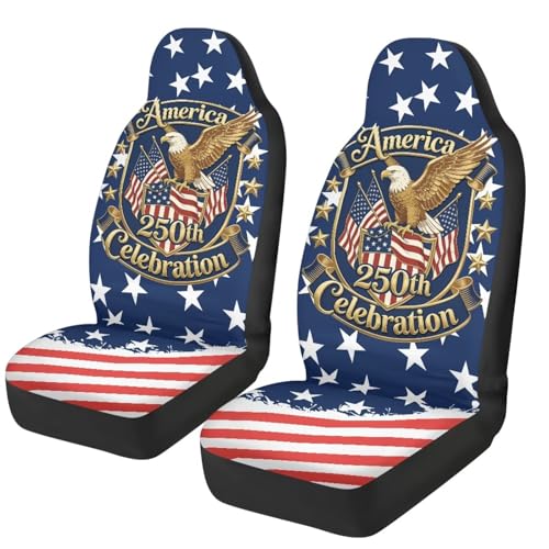 Car Front Seat Covers Soft America 250th Anniversary Car Seat Cover Stretch Polyester Fabric Cover Fashion Auto Interior Accessories Easy Installation Universal Fit Most Cars - color: America 250th Anniversary