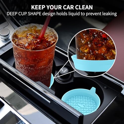 ME.FAN Car Cup Holder Coasters [4 Pack] Silicone Cups Mats, Automotive Universal Non-Slip Recessed Interior Accessories Sky Blue - color: 4pack-sky Blue