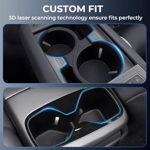 Center Console Cup Holder Inserts for KIA EV9 2026 2025 2024 (Only for Land AWD, GT-Line AWD), Interior Accessories Front & Rear TPE Cup Holders Covers Protector for 2024-2026 EV9, Black - style: Fits for 2024-2026 EV9