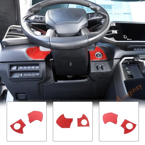 Car Engine Start Stop Decoration Frame Stickers Fit for Toyot@a Tundra/Sequoia 2022-2024 Real Carbon Fiber Center Console Key Ignition Starter Button Knob Panel Protect Cover Trim Sticker Accessories - size: Engine Start Stop Trim