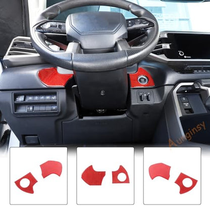 Car Engine Start Stop Decoration Frame Stickers Fit for Toyot@a Tundra/Sequoia 2022-2024 Real Carbon Fiber Center Console Key Ignition Starter Button Knob Panel Protect Cover Trim Sticker Accessories - size: Engine Start Stop Trim