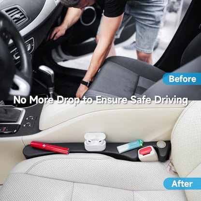 Car Seat Gap Filler Set of 2, Seat Side Gap Filler Fill Gap Between Seat & Console with Double-Sided Textured Design Soft Foam For Car SUV Truck, Seat Crevice Blocker Stop Things from Dropping - color: Jet Black