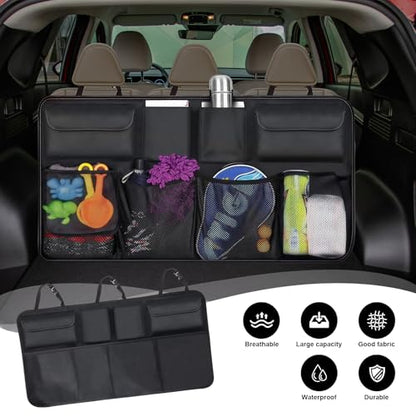 Car Trunk Organizer, Trunk Hanging Large Storage with Adjustable Straps, Waterproof Collapsible Cargo Storage Bag with 4 Pockets & 4 Mesh Pouches, Car Interior Accessories for SUV, Truck - size: Style1