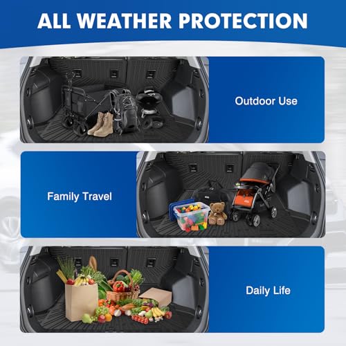 Mixsuper Cargo Liner for Chevrolet/Chevy Equinox 2018-2024, All Weather Trunk Mat Backrest Mat TPE Back Seat Cover Protector for Equinox Accessories - size: 18-24 |Equinox| Cargo & Backrest Mat