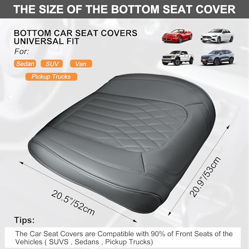 BWTJF Gray Car Seat Cover 2 Pack, Universal Leather Front Seat Covers Bottom Protector, Anti-Slip and Full Wrapping Edge Compatible with Most of Vehicles - SUVs/Sedans/Pickup Trucks - color: Gray, size: StyleB-Lozenge