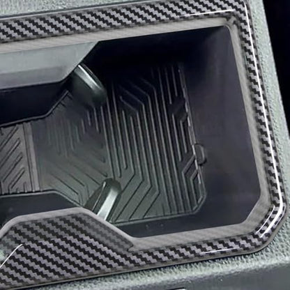 INTGET Front Cup Holder Panel Cover for 2024 2025 2026 Toyota Tacoma Accessories/2025 2026 4Runner ABS Plastic Interior for Tacoma SR/SR5/TRD PreRunner/Sport/Off-Road (Carbon Fiber, Front Cup Holder) - size: Front Cup Holder Panel Cover