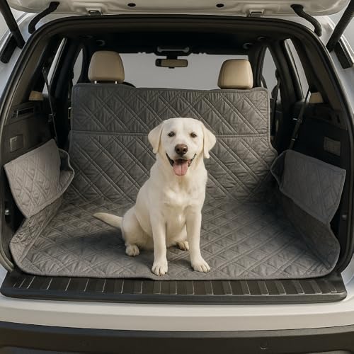 Formosa Covers Dog Cargo Liner for SUV, Gray, 68" W x 93" L | Heavy Duty Quilted and Padded Mat, Covers Trunk Back Area, Hair Easily Shakes Off, Universal Fit - color: Grey