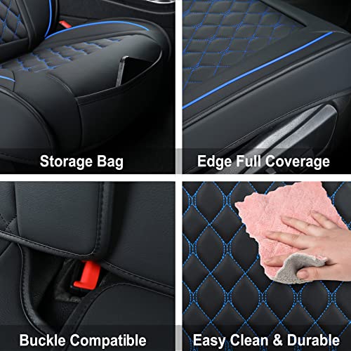 Car Seat Covers Front Pair,Universal Fit for Most Cars,SUV,Sedans and Pick-up Trucks,Automotive Faux Leather Vehicle Cushion Covers(Front Pair,Black/Blue) - color: Blackblue, size: Front Pair