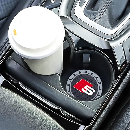 Car Cup Holder Coaster for Audi S Line S1 S2 S3 S4 S5 S6 S7 S8 SQ2 SQ5 SQ7 SQ8 Series Cupholder Coaster Interior Accessories 2.75in 2Pack - color: Black-09