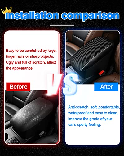 Autorder Center Console Cover for Ford Bronco Sport 2021-2025 2026/Escape 2020-2025 2026 Accessories Carbon Fiber Armrest Cover Anti-Scratch Middle Console Pad Leather Armrest Protector