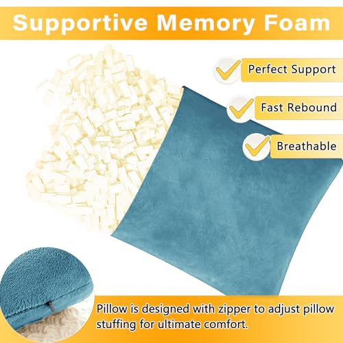 1 MIDDLE ONE 2 Pack Small Pillow, Memory Foam Mini Pillow 11 X 7 Inches for Travel, Sleeping, Nap and Neck, Knee, Lumbar Support, Tiny Cushion for Pet, Dogs (Lake Blue) - color: Lake Blue, size: 11x7 inch