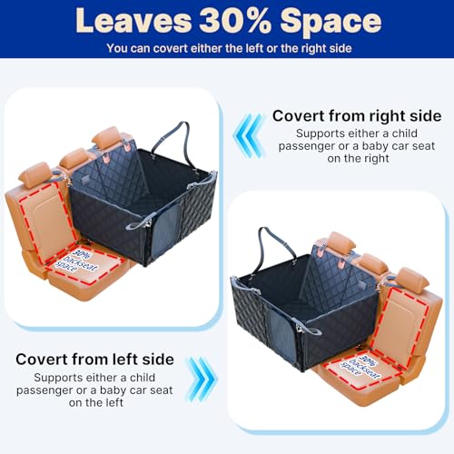 Convertible Back Seat Extender for Dogs, Foldable 400lb Hard Bottom Dog Car Seat Cover for Back Seat, Waterproof Dog Hammock Bed Backseat Cover for Dogs in Car SUV Truck Pet Seat Cover Black XL - size: XL
