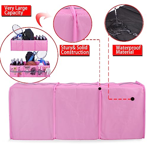 Large Collapsible Trunk Organizer with Multi Pockets, 3 Compartments Storage Organizer for Car, SUV, Minivan