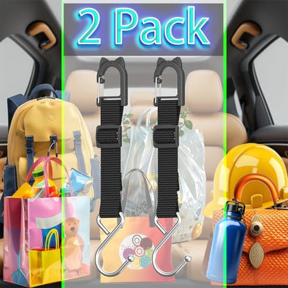 Purse Hook for Car, Safe Flat S-Shape Headrest Hooks for Car, 100 LBS Heavy Duty Car Seat Hooks, Multi-Use Car Bag Hooks & Sports Fence Hook for Bags (2 Pack) - style: DS1