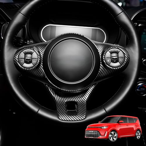 Steering Wheel Trim Cover Compatible with Kia Soul 2020-2026 Accessories (Carbon Fiber Pattern)