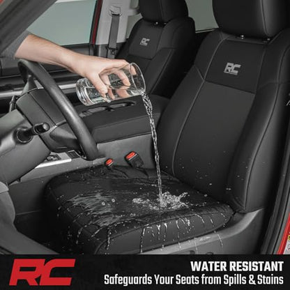 Rough Country Neoprene Seat Covers for Dodge Ram (2019-2024) - UV & Water Resistant, Foam Padded Truck Seat Covers - Full Set, Black, Front & Rear