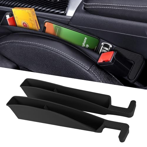 2PCS Car Seat Gap Filler Organizer, Multifunctional Seat Gap Storage Box for Phone Key, Stop Things from Dropping Between Seat and Console, Universal Interior Car Accessories (Black)