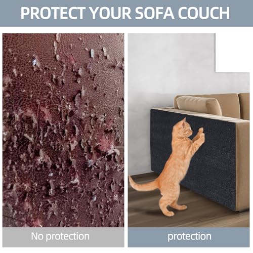 Cat Scratch Mat 120"x15.8", Cat Scratch Pad, Cat Couch Protector (Black) - color: Black