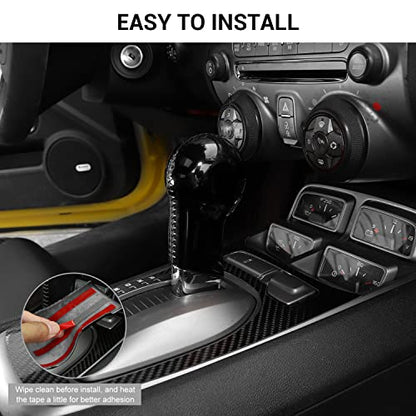 Jimen Compatible with Chevrolet Camaro 2010-2015, Center Console Gear Shift Knob Cover Trim (Black)