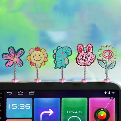 ZOSTLAND Special Dashboard Decorations, Cartoon Ornaments for Car, SUV, Living Room, Bedroom, Desk - Cute Doodle Decor (5pcs)