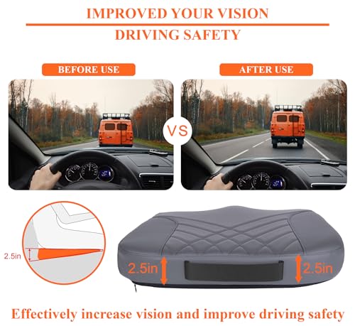 kingphenix Premium Car Seat Cushion, Memory Foam Driver Seat Cushion to Improve Driving View- Coccyx & Lower Back Pain Relief - Seat Cushion for Car, Truck, Office Chair (Leather Dark Gray) - color: Leather Dark Gray
