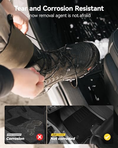 3W Floor Liner & Carpet Top Bundle for 2019-2024 Dodge Ram 1500 Crew Cab (New Body/Without Storage) All-Weather 1st & 2nd Row TPE Mats Set, Not for Classic Models - size: 19-24 Ram 1500 w/o Storage Floor Mats & Carpet